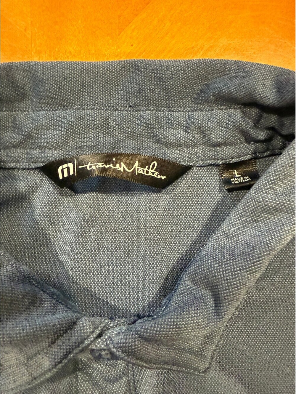 TravisMathew Men's Large Blue Performance Polo Golf Shirt Action Gypsum Supply